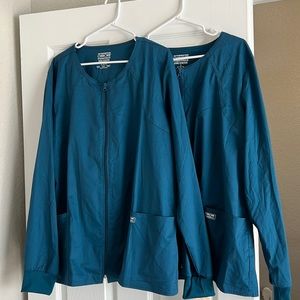 Cherokee workwear core stretch modern classic scrub jacket Caribbean blue XL